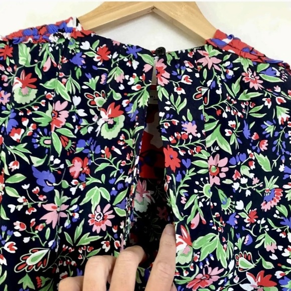 Zara Floral Top with Shoulder Pads Small - Picture 5 of 7